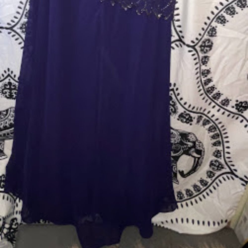 Women's Jkara Gown Blue Dress with embellishments - Picture 3 of 7